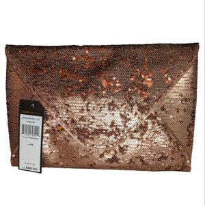 NWT BCBGMaxAzria Harlow Sequin Clutch Bag Sparkle Purse LTD Pink Rose Bling